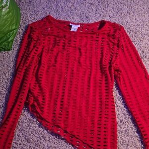 Rue21 Red Asymmetrical Cut Out Blouse